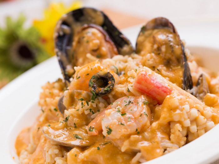 Risotto de mariscos en media concha