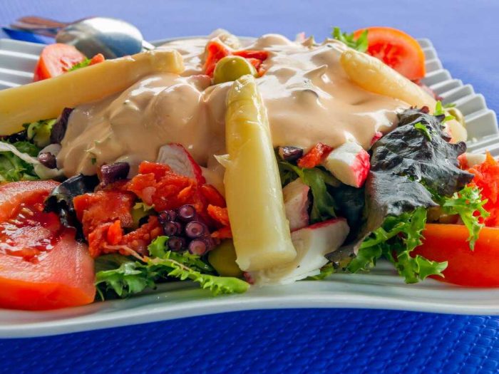 Ensalada de espárragos blancos y pulpo