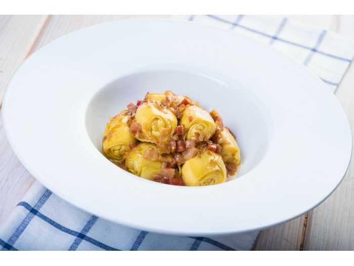 Receta de Salteado de Corazones de Alcachofa y Jamón