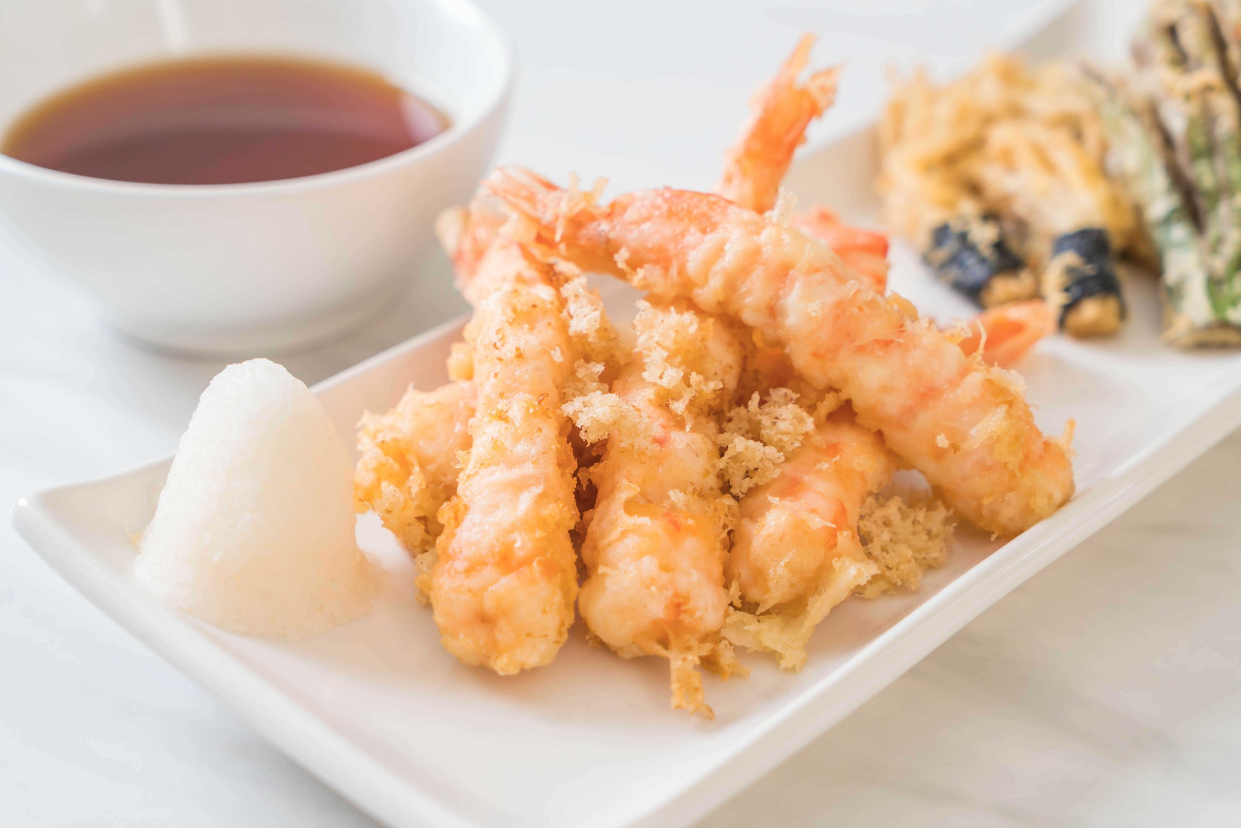 Gambones en tempura
