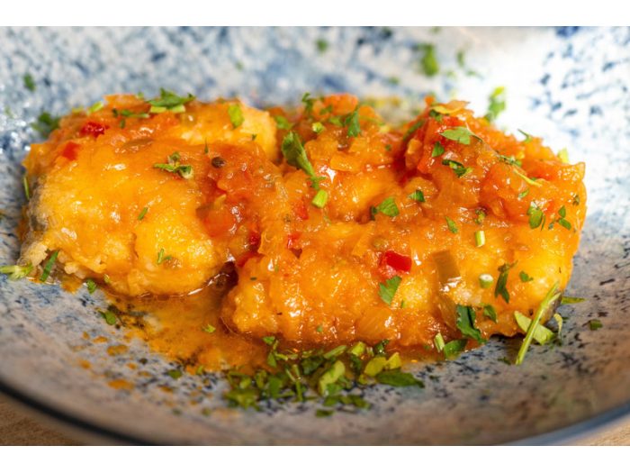 BERENJENA ASADA Y BACALAO