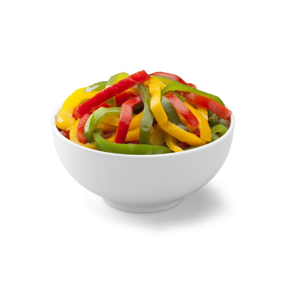 PIMIENTO EN TIRAS TRICOLOR (VERDE, ROJO, AMARILLO)